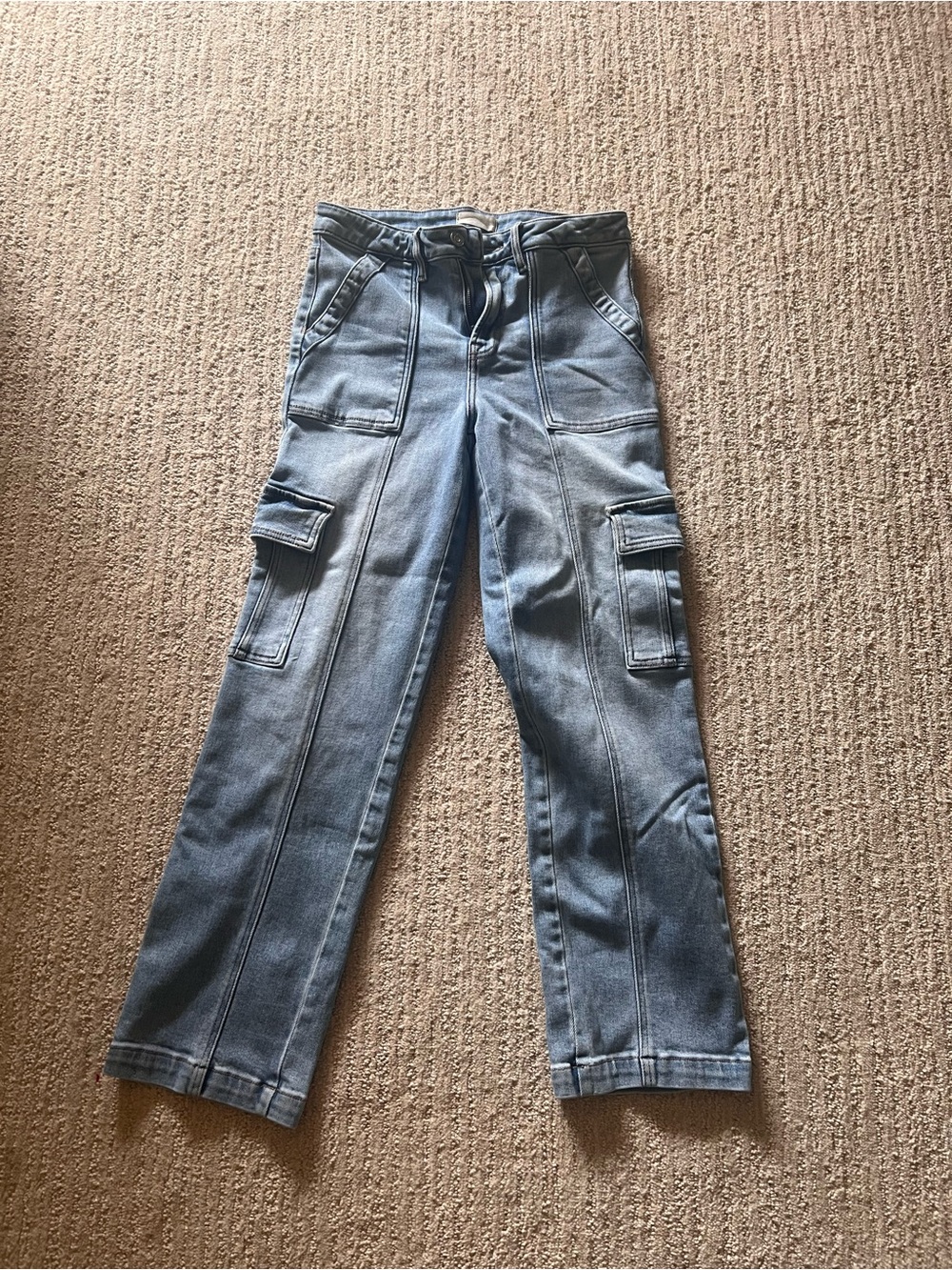 Altar'd State Light Blue Straight-Leg Cargo Jeans